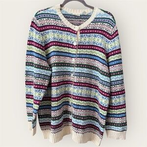 Vintage Cherokee button up Women's Striped  colorful longsleeve knit Cardigan -
